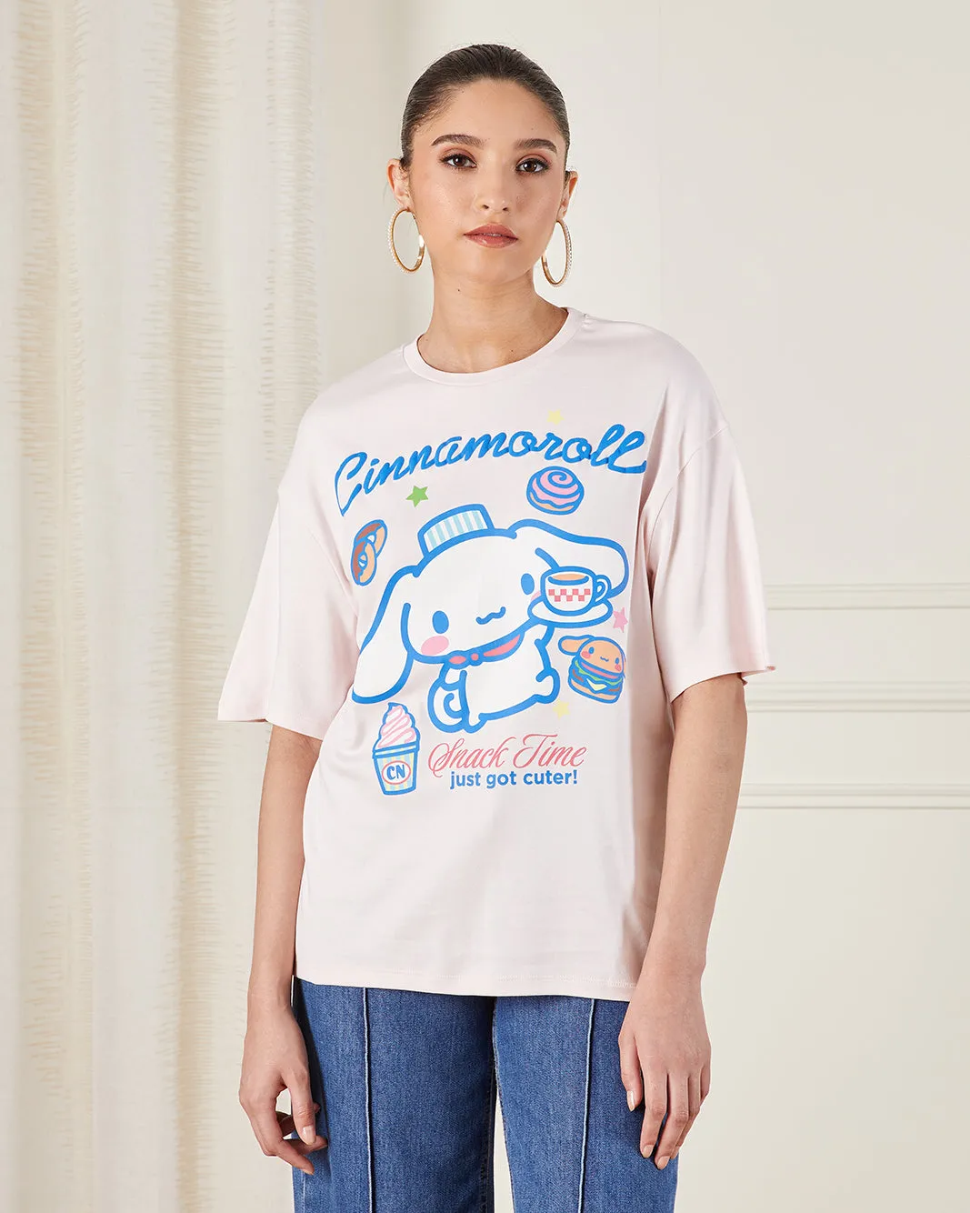 Women Pink Cinnamon roll Oversized T-shirt sold by Redtag