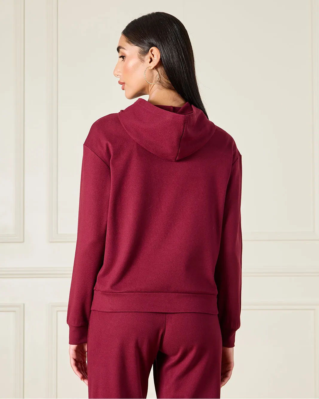 Women Burgundy Hooded Active Sweatshirt sold by Redtag product image thumbnail 3