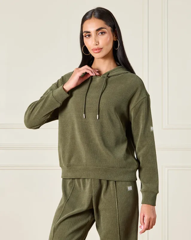 Women Olive Hooded Sweatshirt sold by Redtag