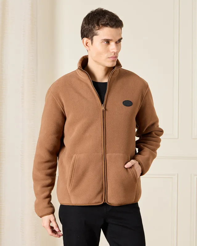 Men Brown Sherpa Lining Sweatshirt sold by Redtag