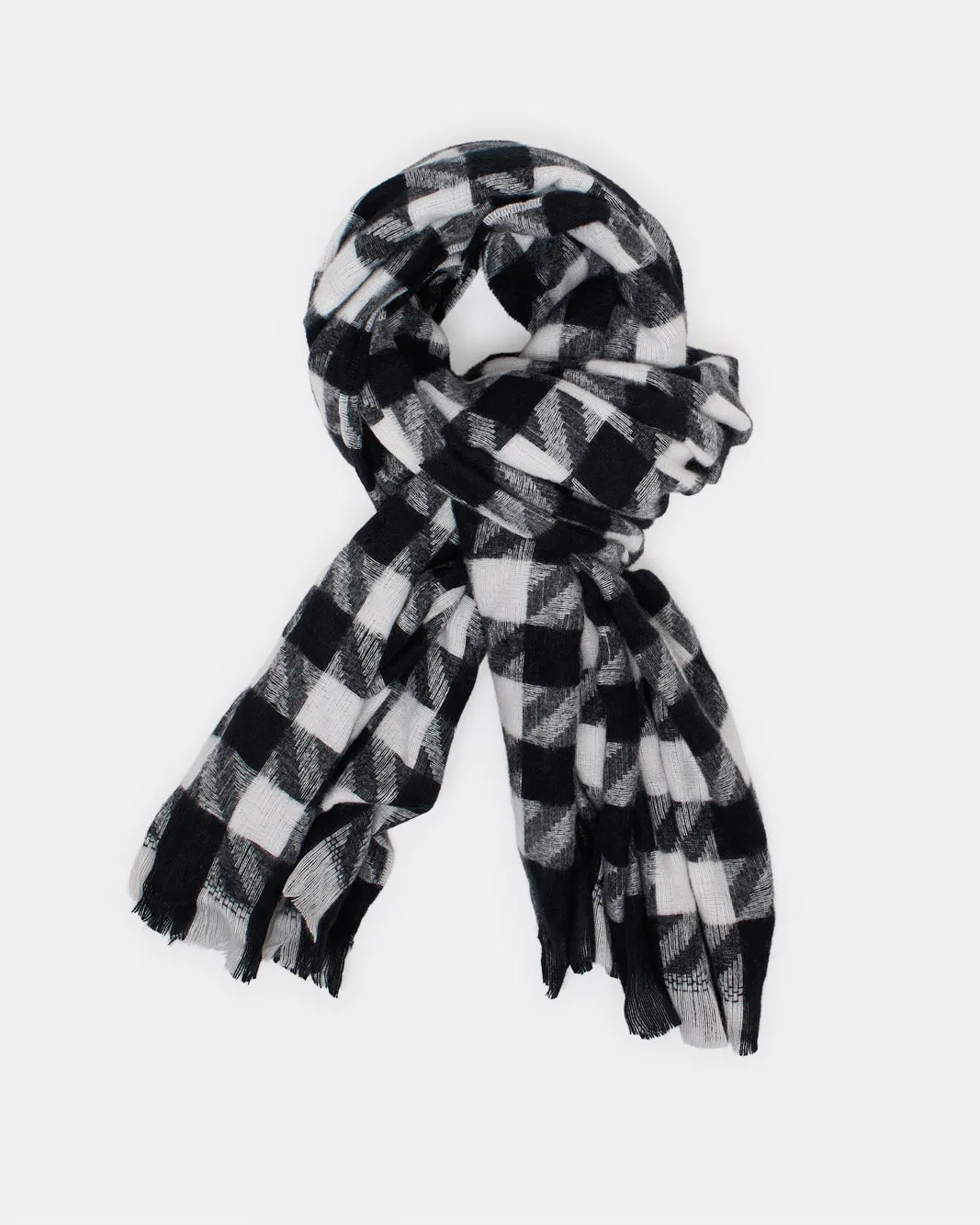 Women White And Black Checkered Knitted Blanket Scarf sold by Redtag product image thumbnail 5