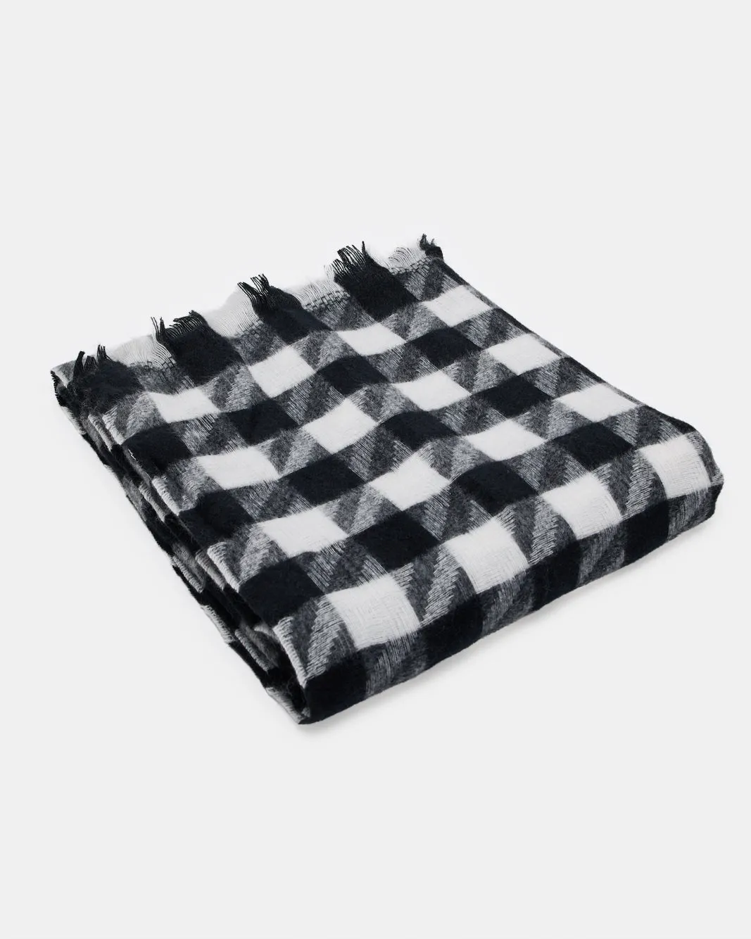 Women White And Black Checkered Knitted Blanket Scarf sold by Redtag product image thumbnail 2