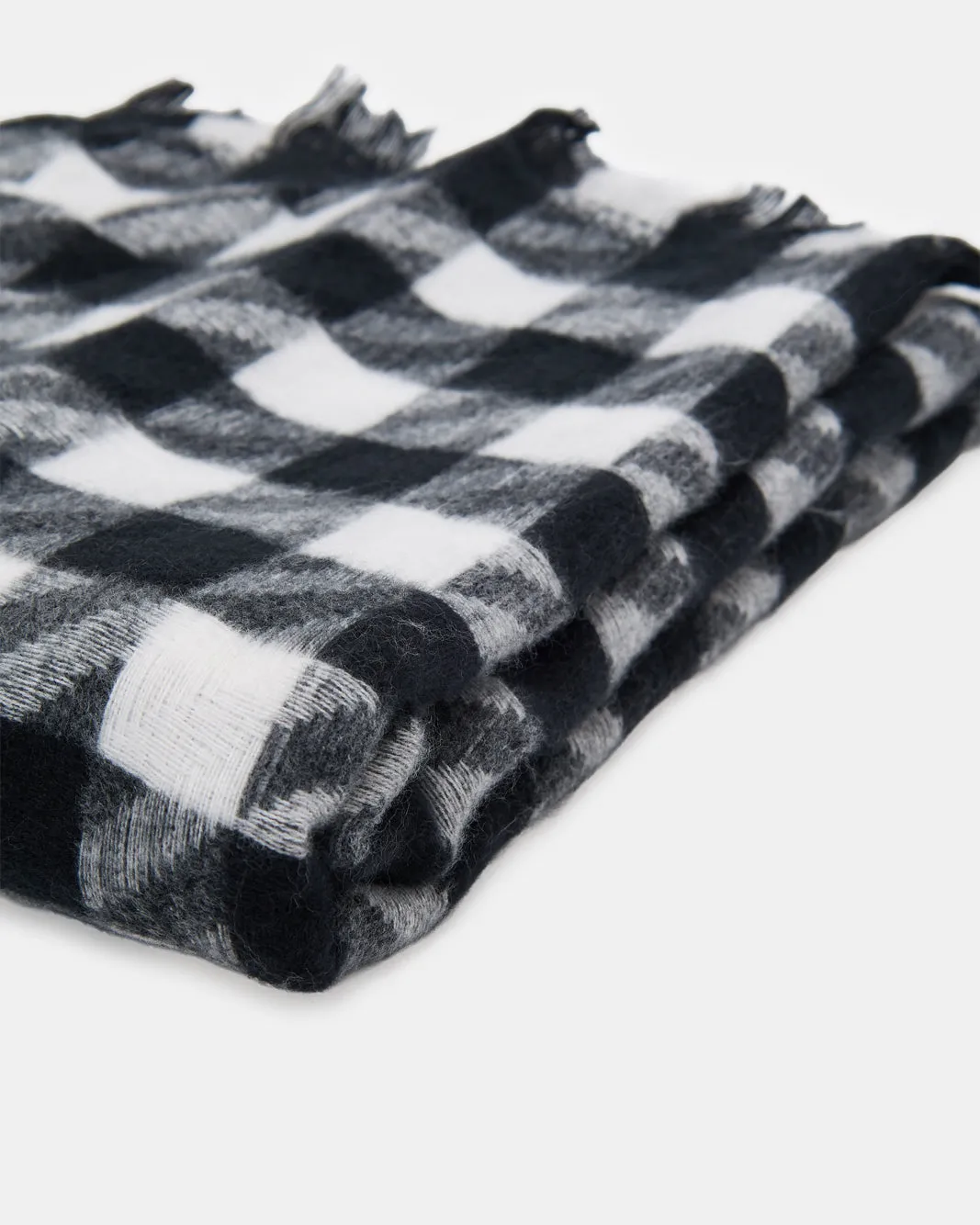 Women White And Black Checkered Knitted Blanket Scarf sold by Redtag product image thumbnail 3