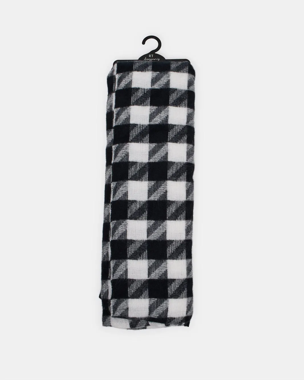Women White And Black Checkered Knitted Blanket Scarf sold by Redtag