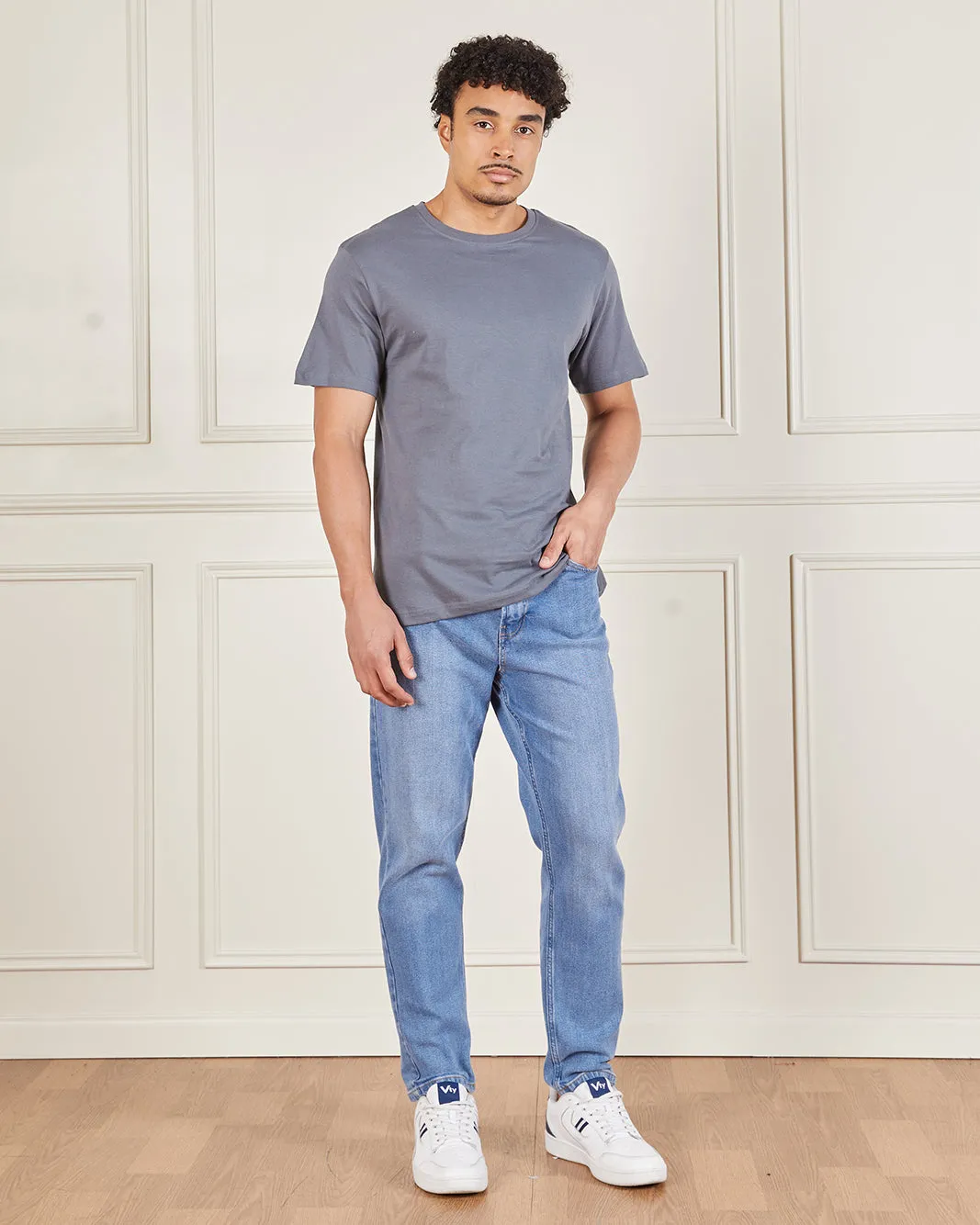 Men Grey Basic Solid T-Shirt sold by Redtag product image thumbnail 2