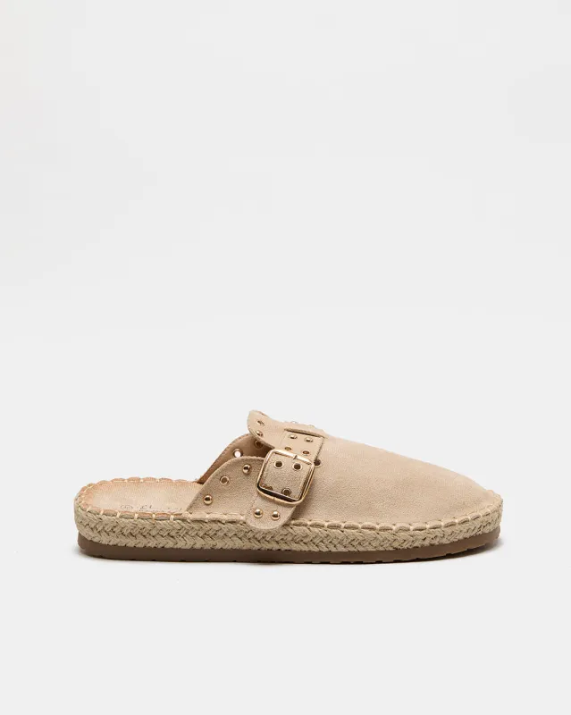 Women Beige Embellished Close Toe Mule sold by Redtag