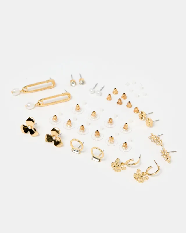 Women Gold Embellished Studs Set (8 Piece) sold by Redtag