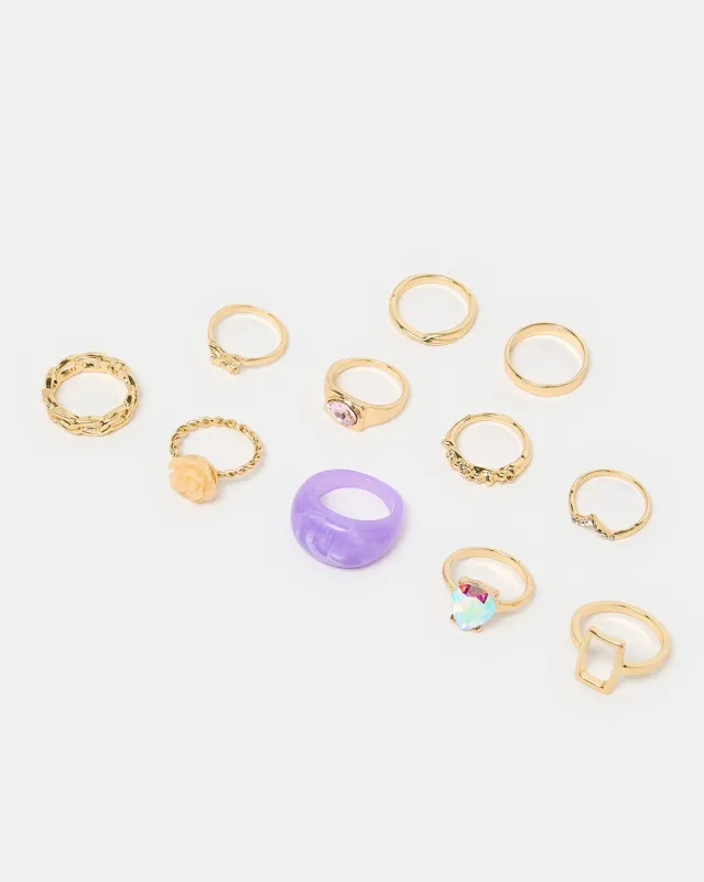 Women Gold Ring Set (12 Piece) sold by Redtag