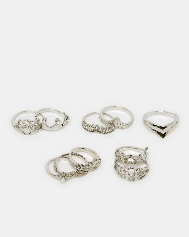 Women Gold Embellished Ring Set (10 Piece) sold by Redtag