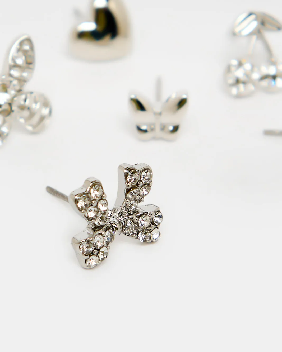 Women Silver Embellished Studs (6 Pairs) sold by Redtag product image thumbnail 3