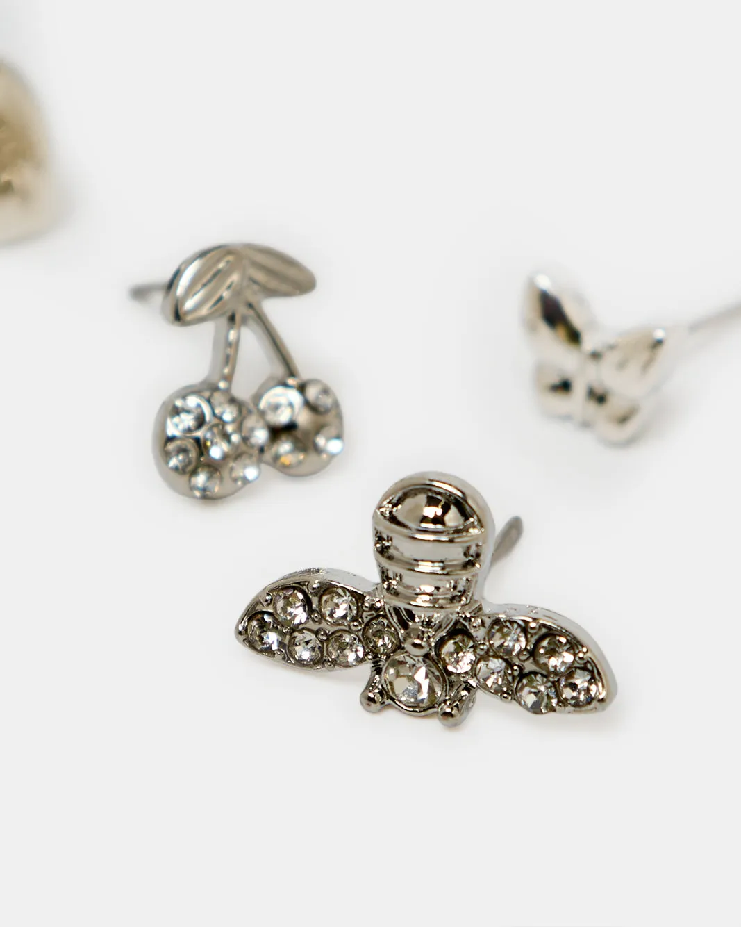 Women Silver Embellished Studs (6 Pairs) sold by Redtag product image thumbnail 4