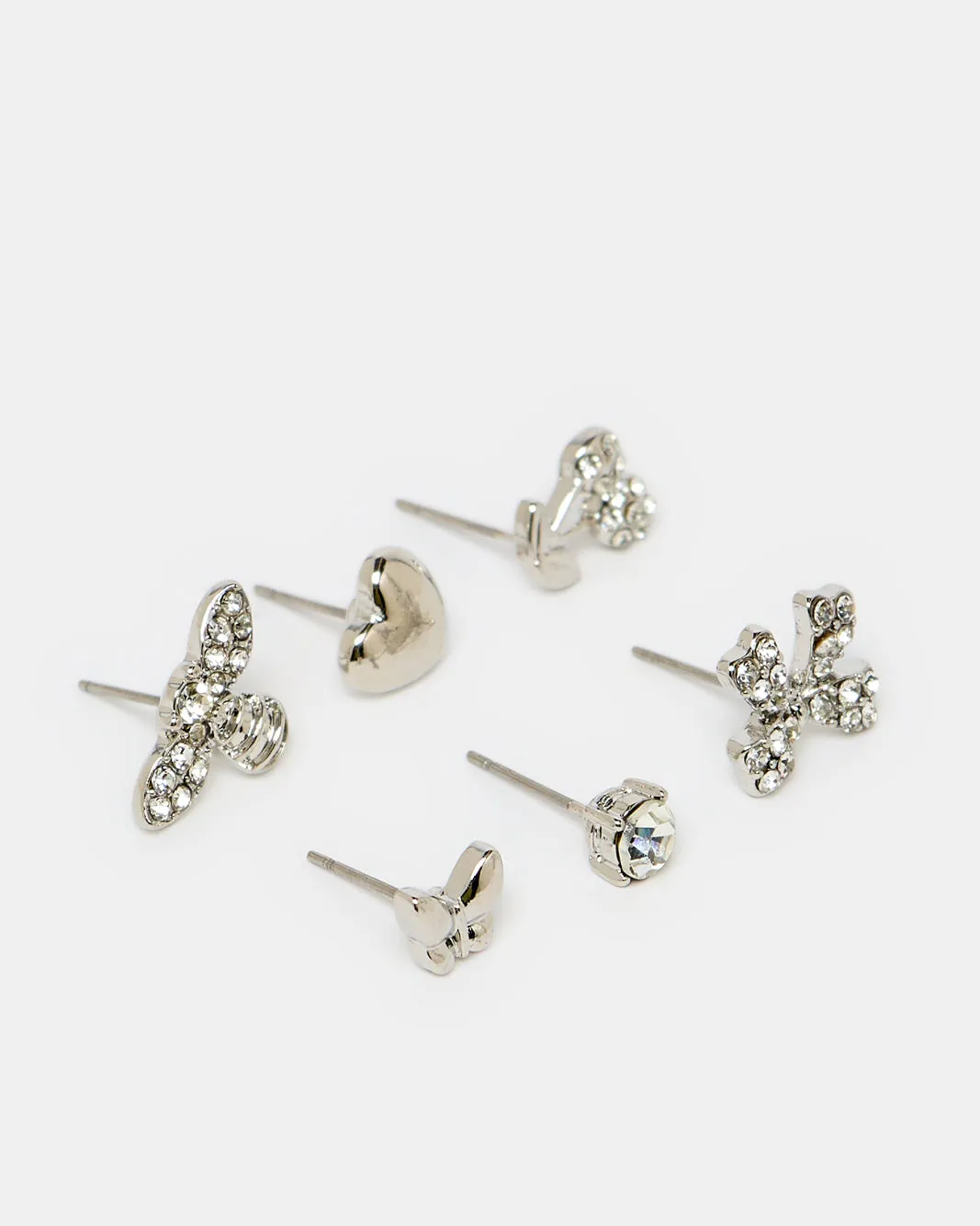 Women Silver Embellished Studs (6 Pairs) sold by Redtag product image thumbnail 2