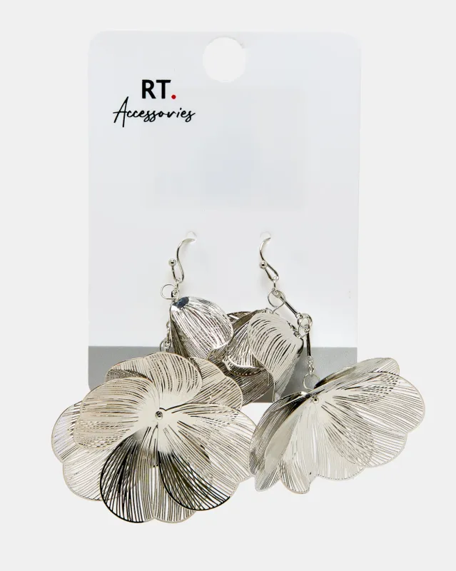 Women Silver Floral Earring sold by Redtag