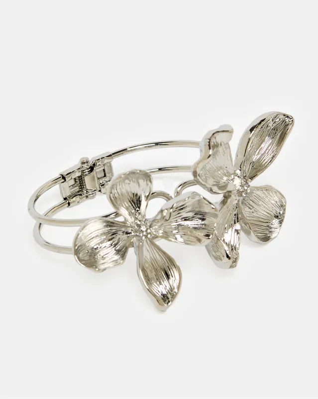 Women Silver Floral Bracelet sold by Redtag
