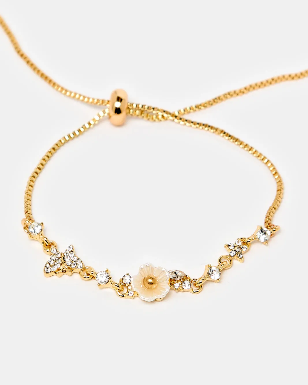 Women Gold Floral Embellished Bracelet sold by Redtag