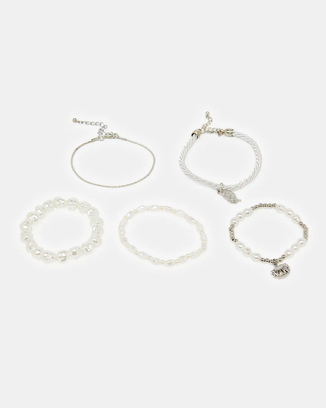 Women Silver Embellished Bracelet Set (5 Piece) sold by Redtag