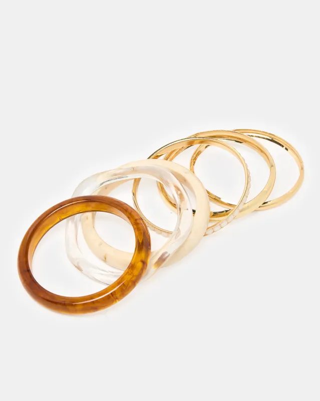 Women Gold Embellished Bangle Set (6 Piece) sold by Redtag