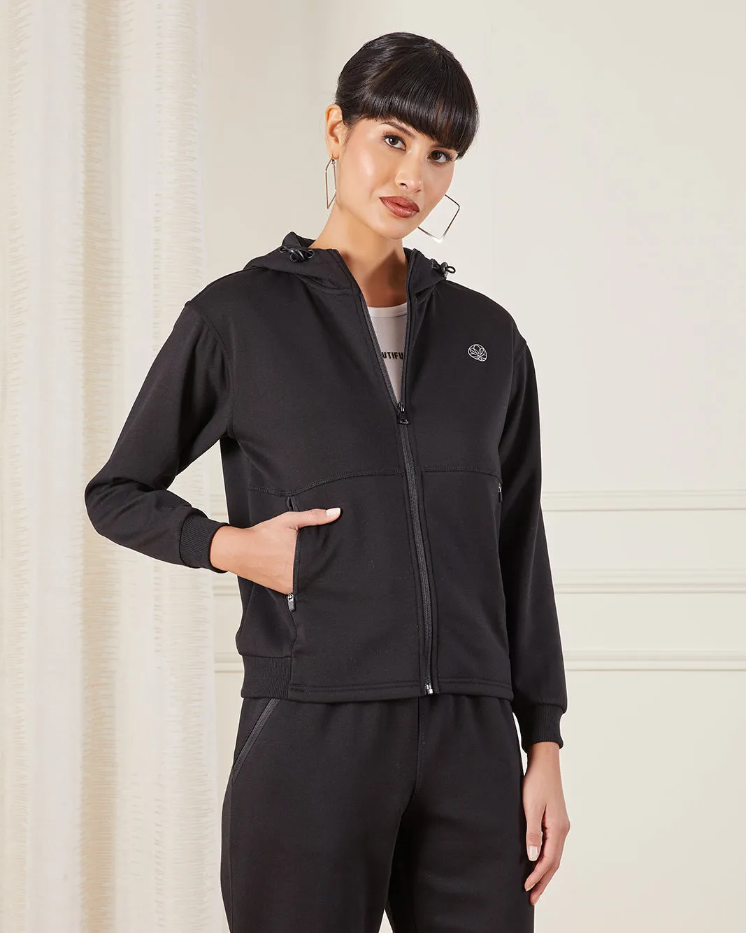 Women Black Hooded Active Sweatshirt sold by Redtag