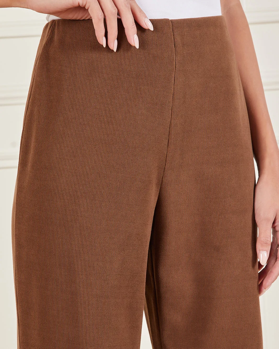 Women Brown Knitted Wide Leg Trousers sold by Redtag product image thumbnail 4