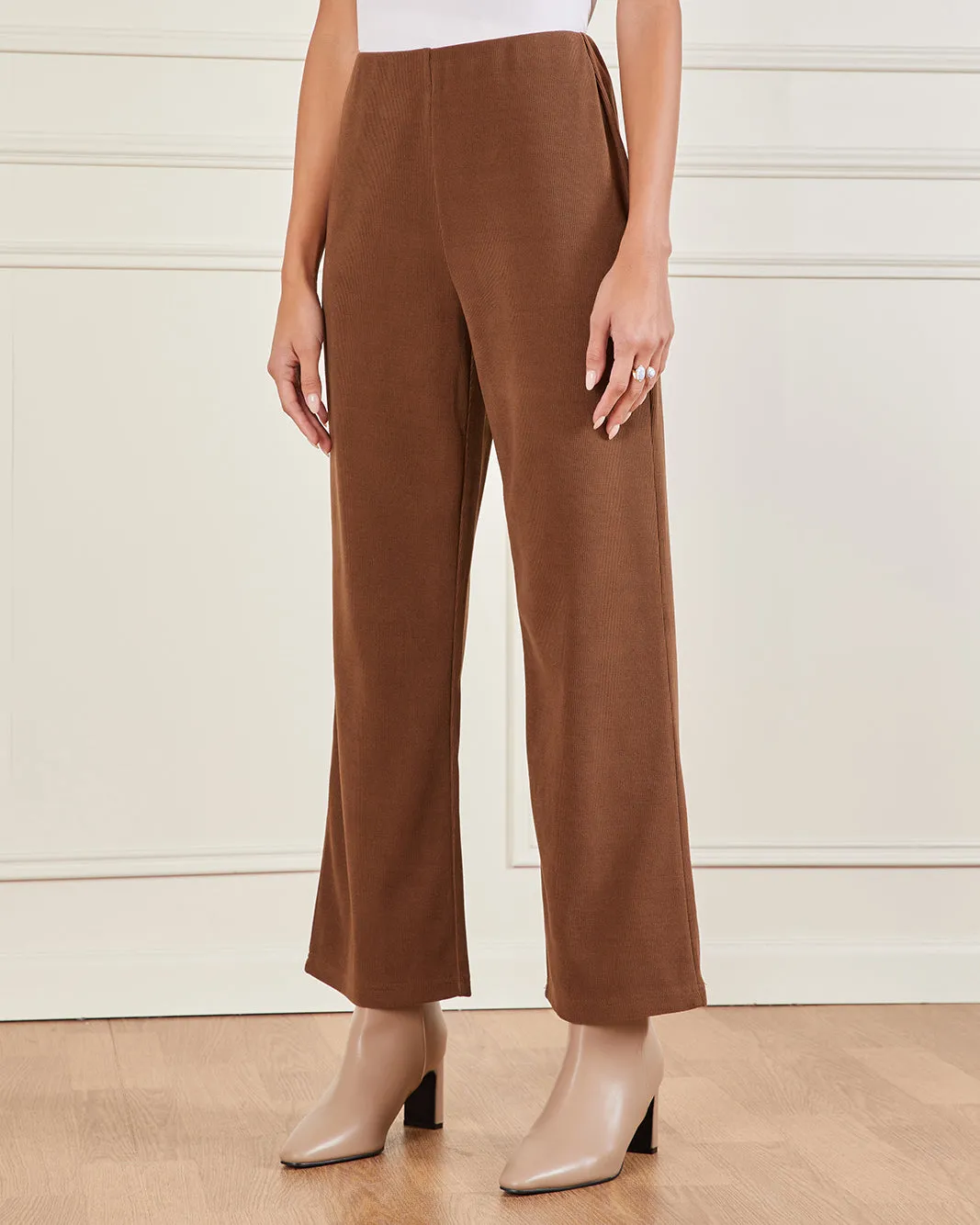 Women Brown Knitted Wide Leg Trousers sold by Redtag