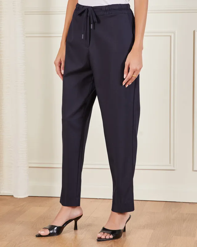 Women Navy Tapered Trousers sold by Redtag