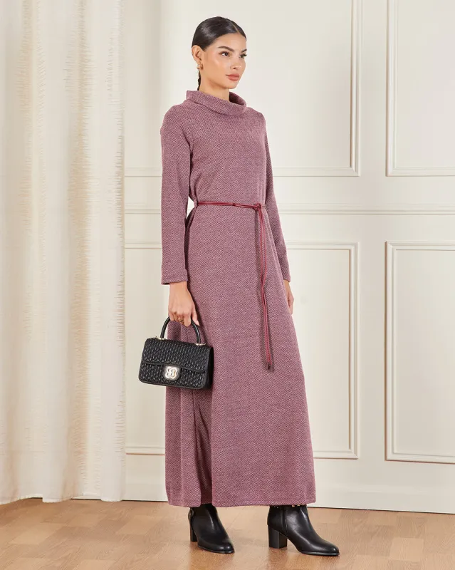 Women Burgundy Jacquard Maxi Dress sold by Redtag