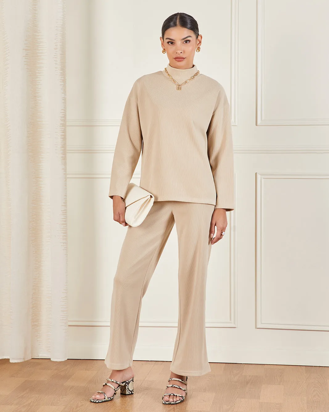 Womne Beige Knitted High Neck Pullover sold by Redtag product image thumbnail 2