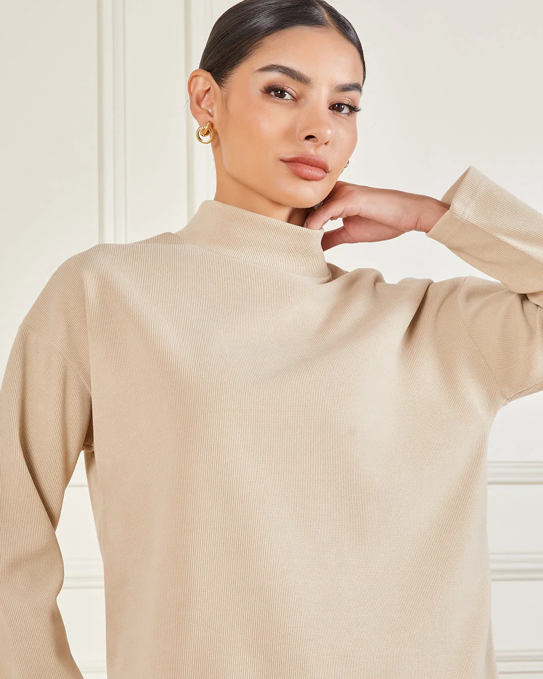 Womne Beige Knitted High Neck Pullover sold by Redtag product image thumbnail 4