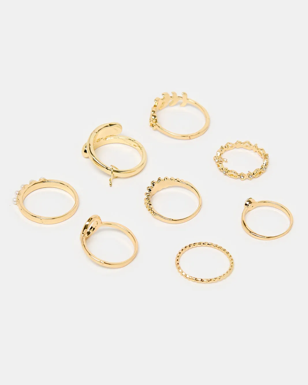 Women Gold Embellished Ring Set (Pack of 8) sold by Redtag product image thumbnail 3