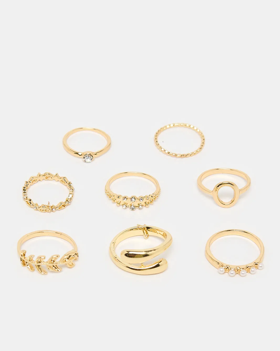 Women Gold Embellished Ring Set (Pack of 8) sold by Redtag product image thumbnail 2