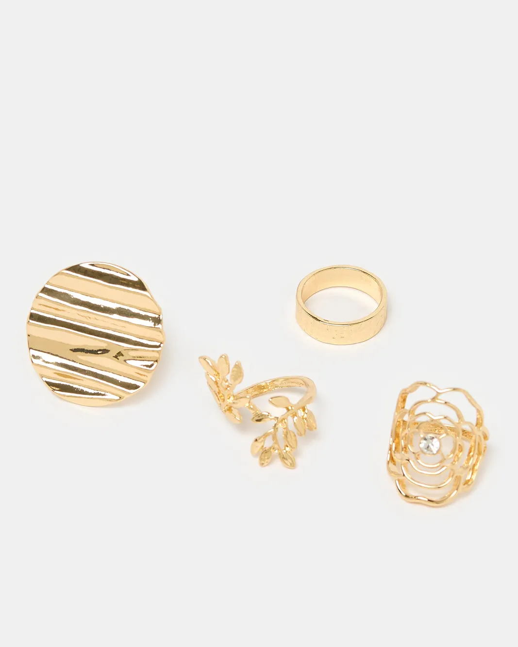 Women Gold Embellished Ring Set (Pack of 4) sold by Redtag