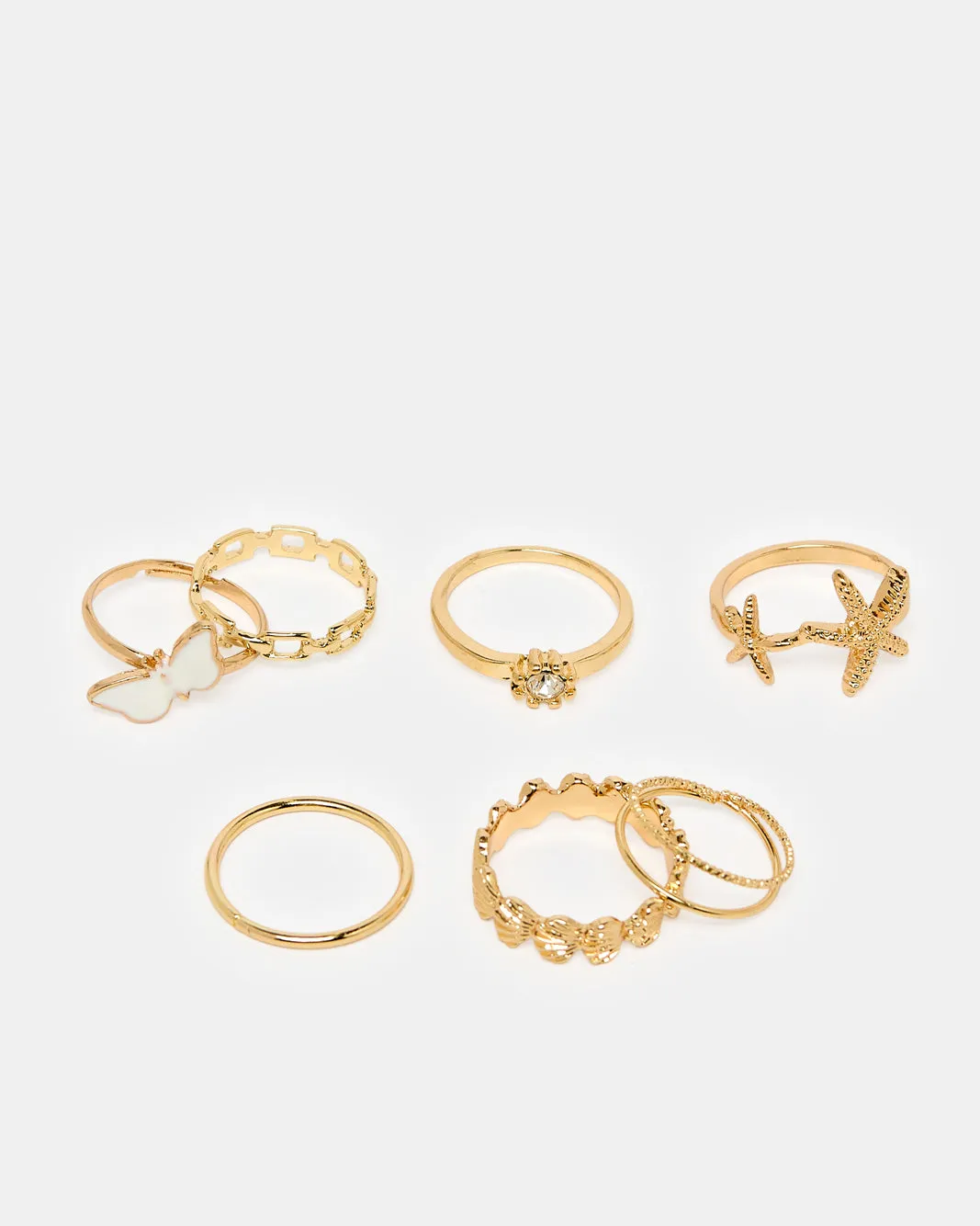Women Gold Embellished Ring Set (Pack of 7) sold by Redtag