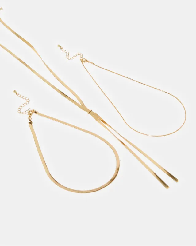 Women Gold Necklace Set (Pack of 2) sold by Redtag