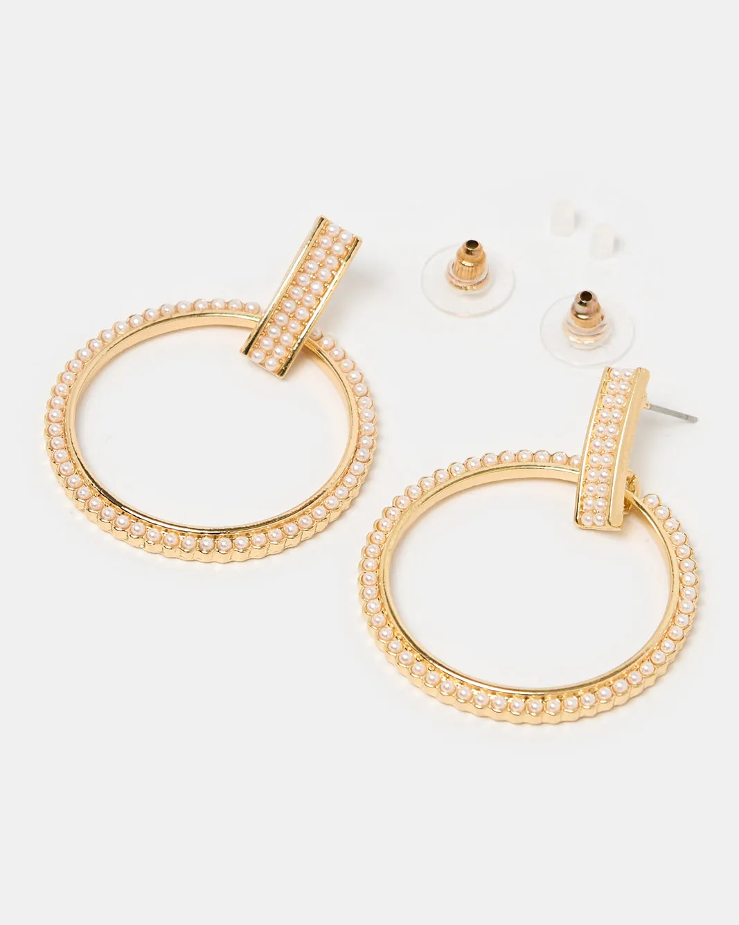 Women Gold Embellished Earrings sold by Redtag