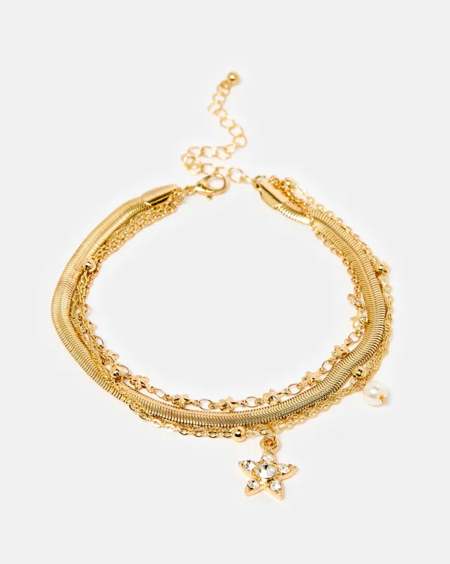 Women Gold Embellished Anklet sold by Redtag