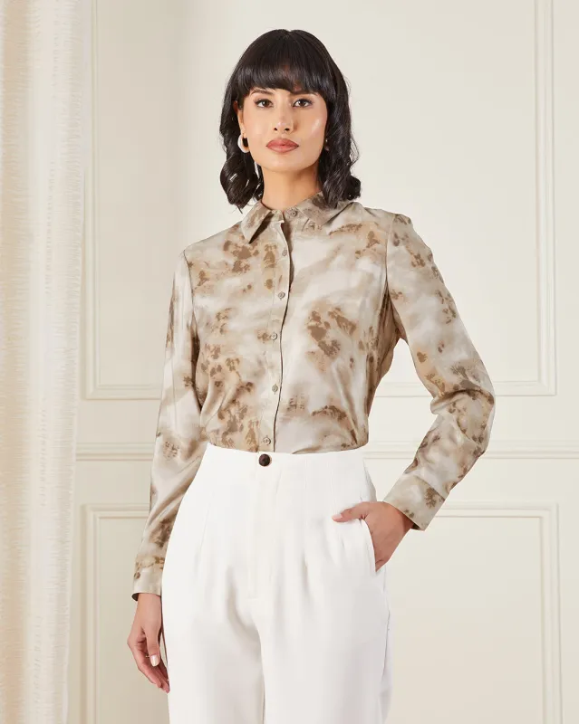 Women Beige Button Front Blouse sold by Redtag