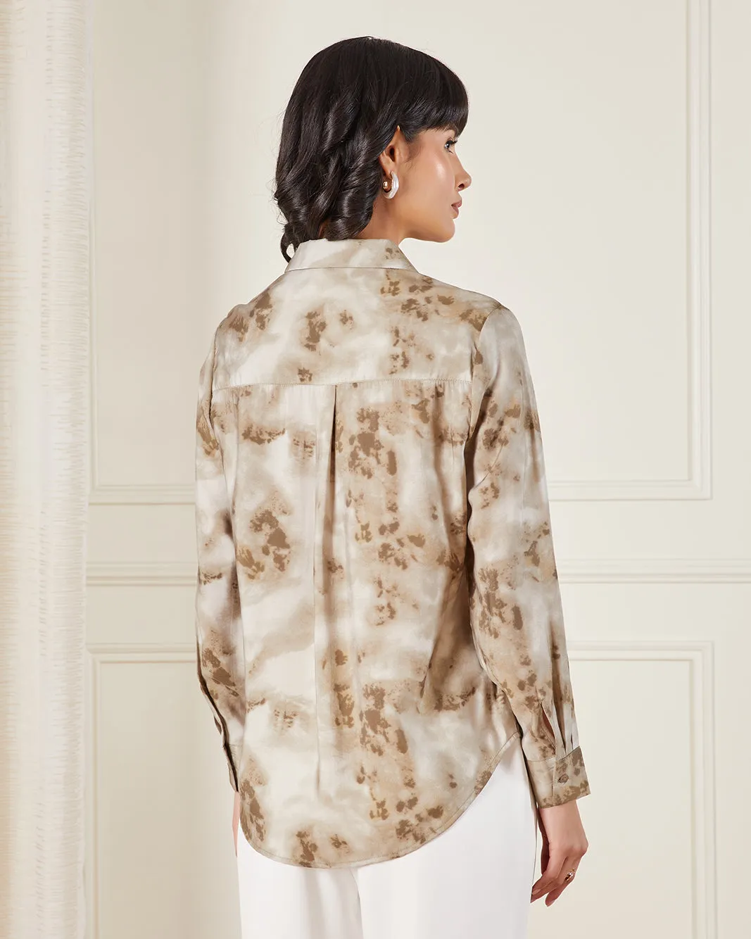 Women Beige Button Front Blouse sold by Redtag product image thumbnail 3