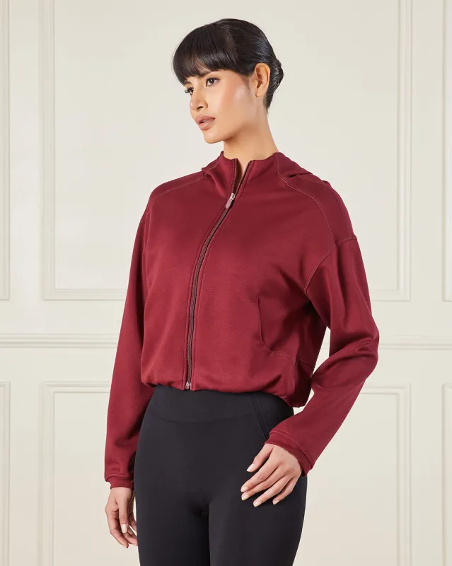Women Burgundy Performance Hooded Sweatshirt sold by Redtag