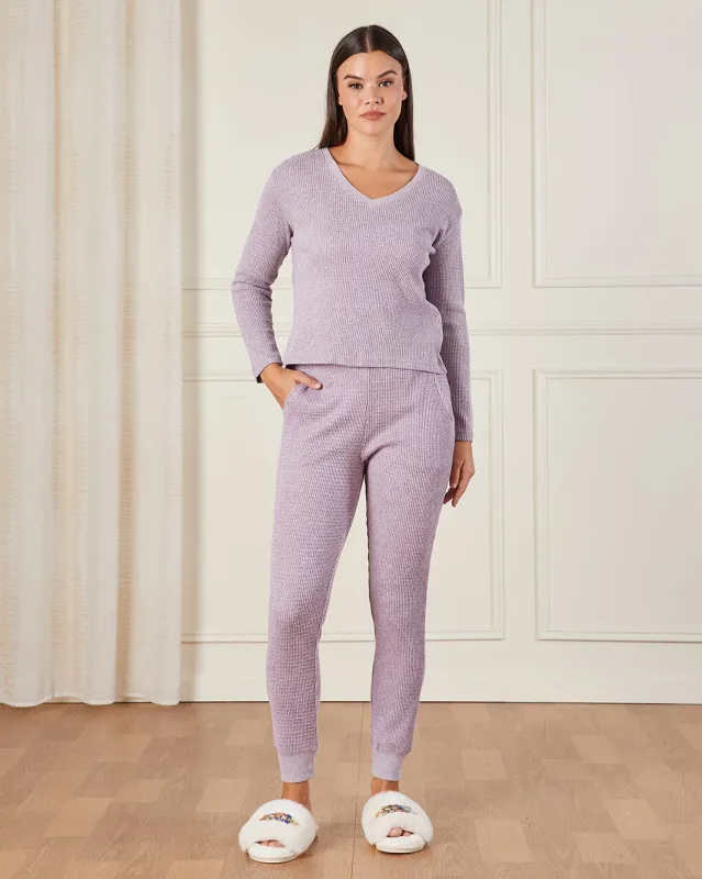 Women Lilac Knitted Pyjama Set (2 Piece) sold by Redtag