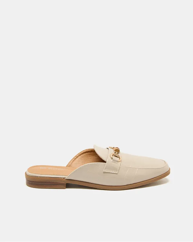 Women Ecru Croc Loafer Mule sold by Redtag