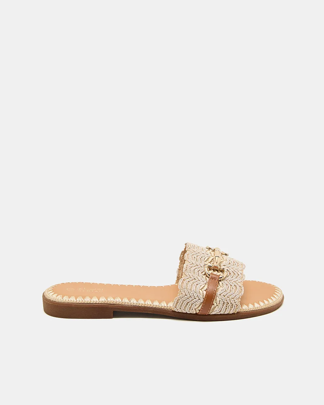 Women Beige Stitched Embellished Mule sold by Redtag