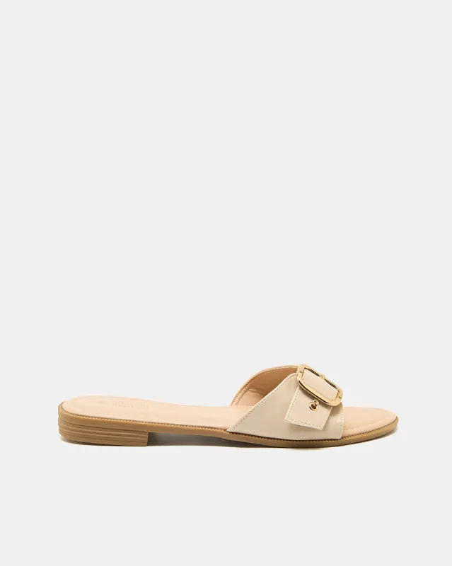 Women Beige Buckle Mule sold by Redtag
