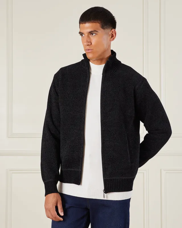 Men Black Bonded High Neck Pullover sold by Redtag