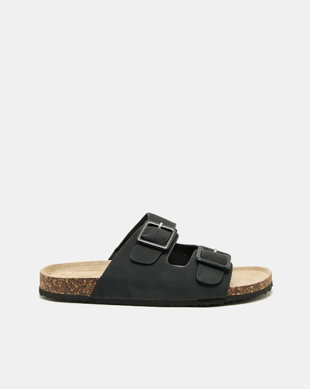 Women Black Double Buckle Mule sold by Redtag