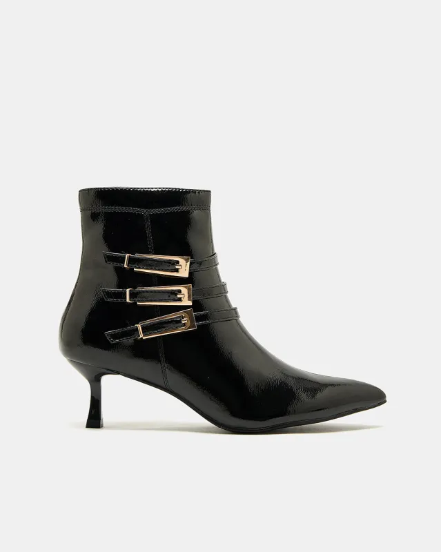 Women Black Buckle Trim Boot sold by Redtag