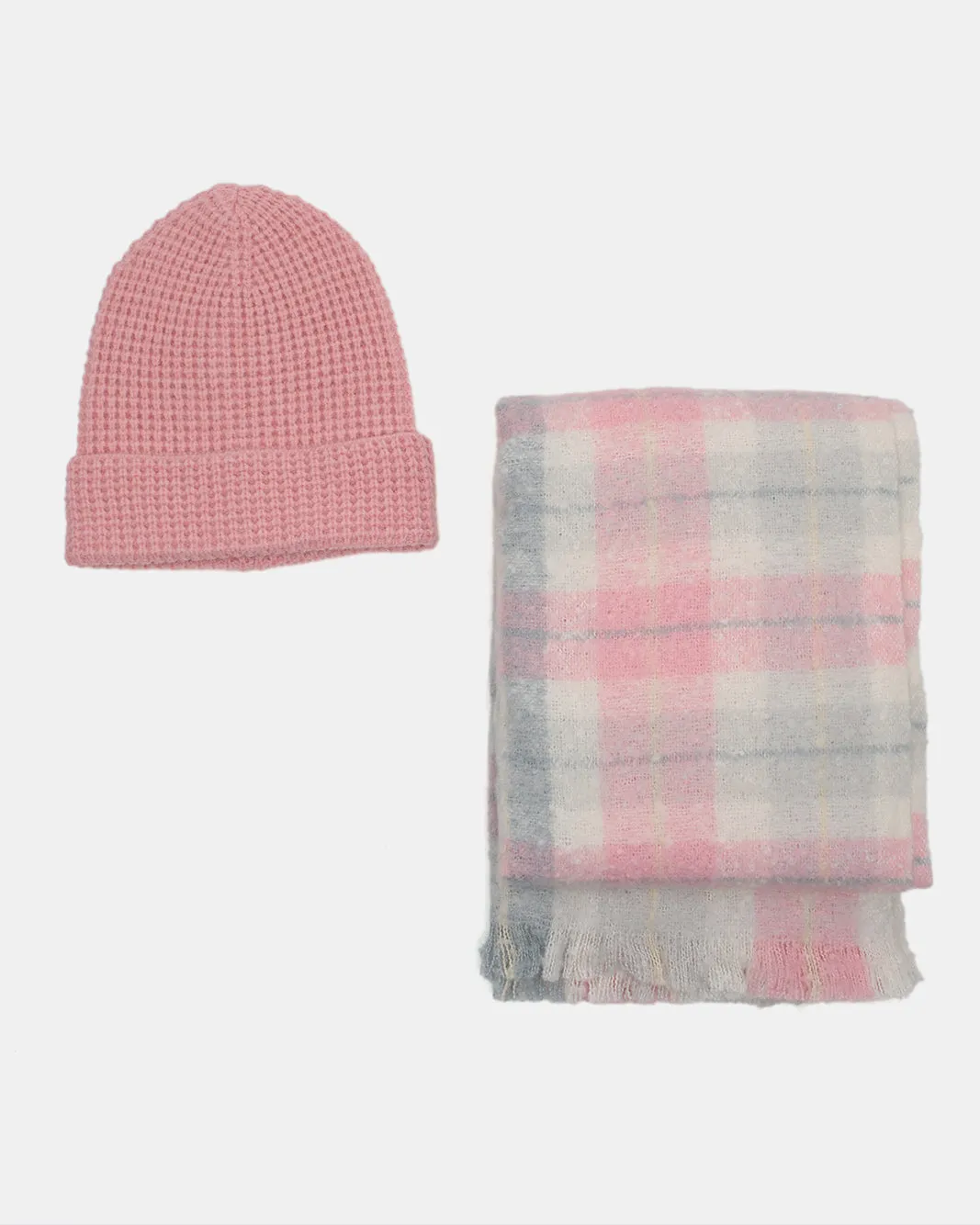 Women Pink Embellished Knitted Blanket Scarf With Cap sold by Redtag