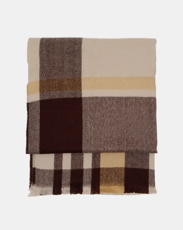 Women Brown Embellished Knitted Blanket Scarf sold by Redtag