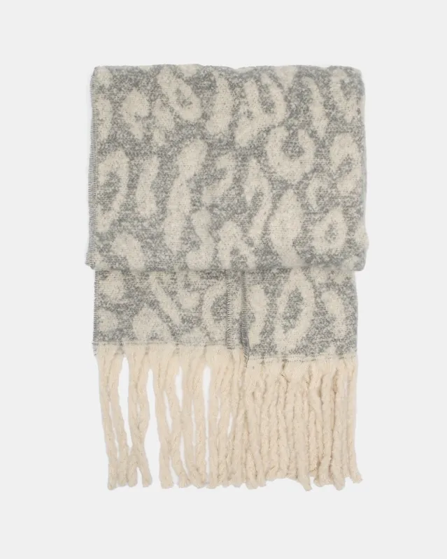 Women Grey Embellished Knitted Blanket Scarf sold by Redtag