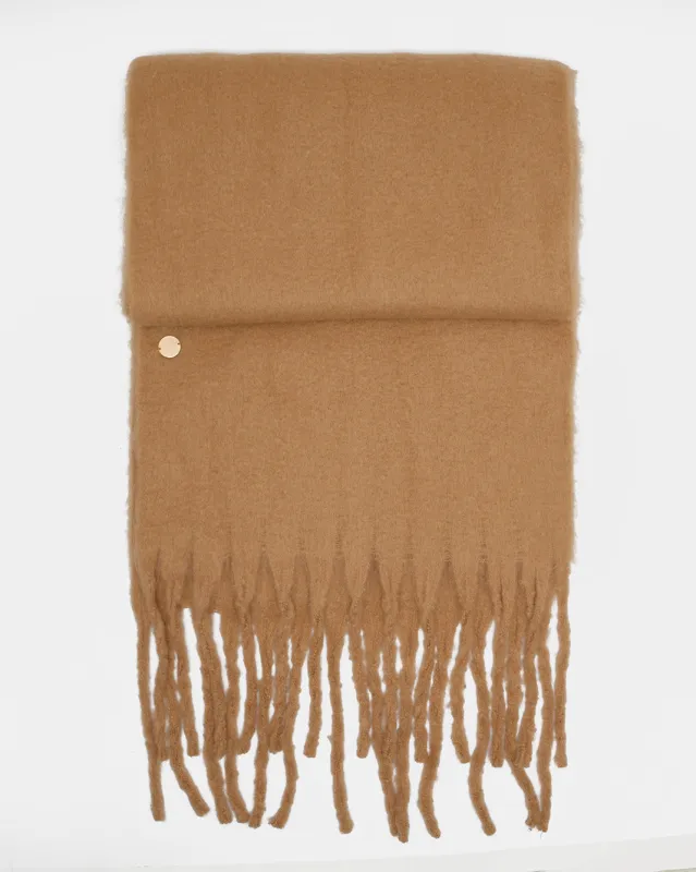 Women Brown Embellished Knitted Blanket Scarf sold by Redtag