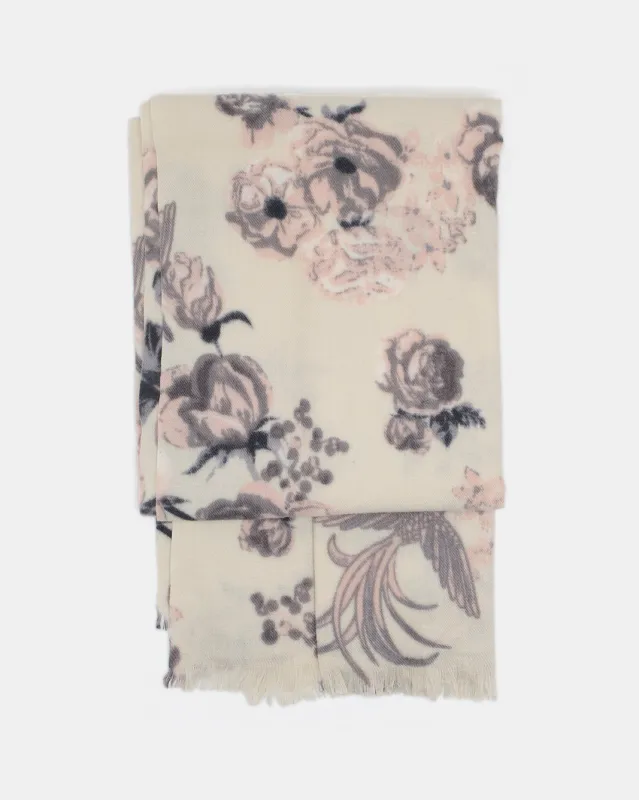 Women Ivory Embellished Knitted Blanket Scarf sold by Redtag